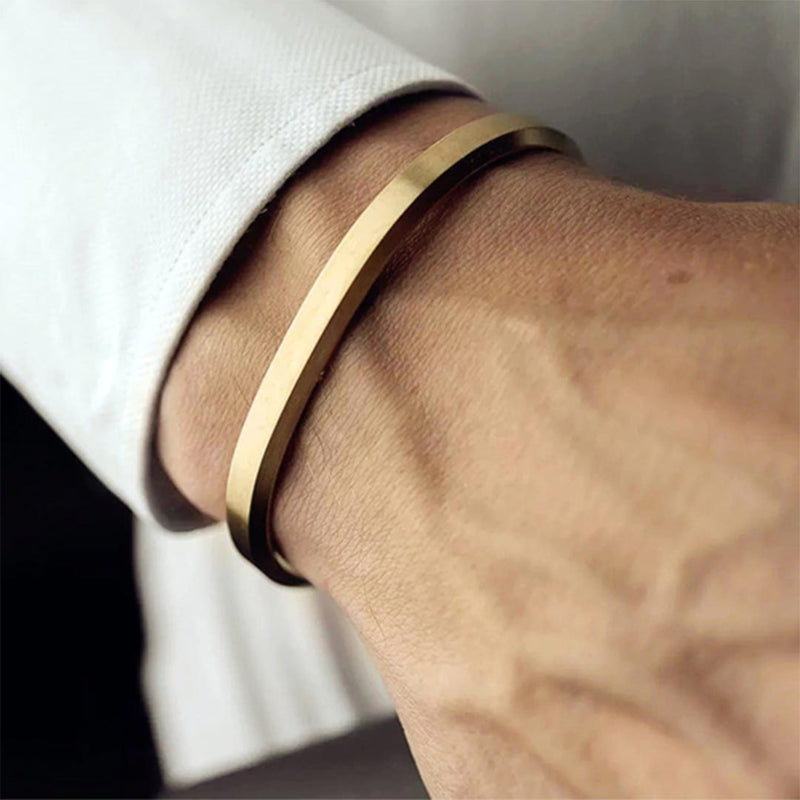Mensdoor narrow cuff men's bracelet gold