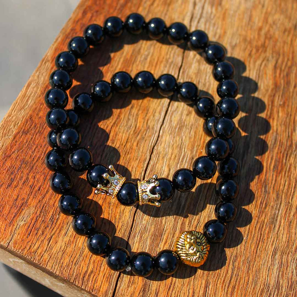 ブレスレット ROMANTINUER SN141 BLACK STONE BRACELET REGAL BLACK STONE LION BRACELET – Mensdoor