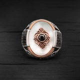 Royal ring " Original pearl with black zircon" (model# R304)