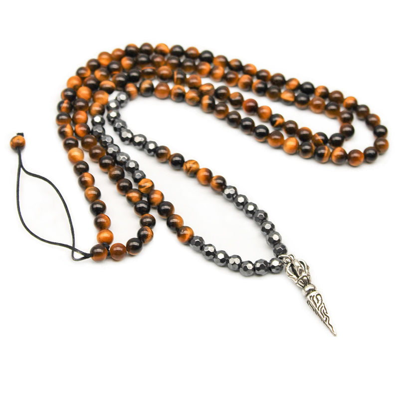 Mensdoor tiger eye bead spear men's necklace chain