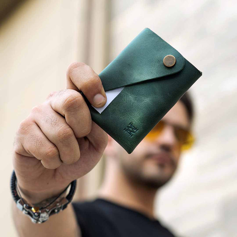 leather wallet for men green